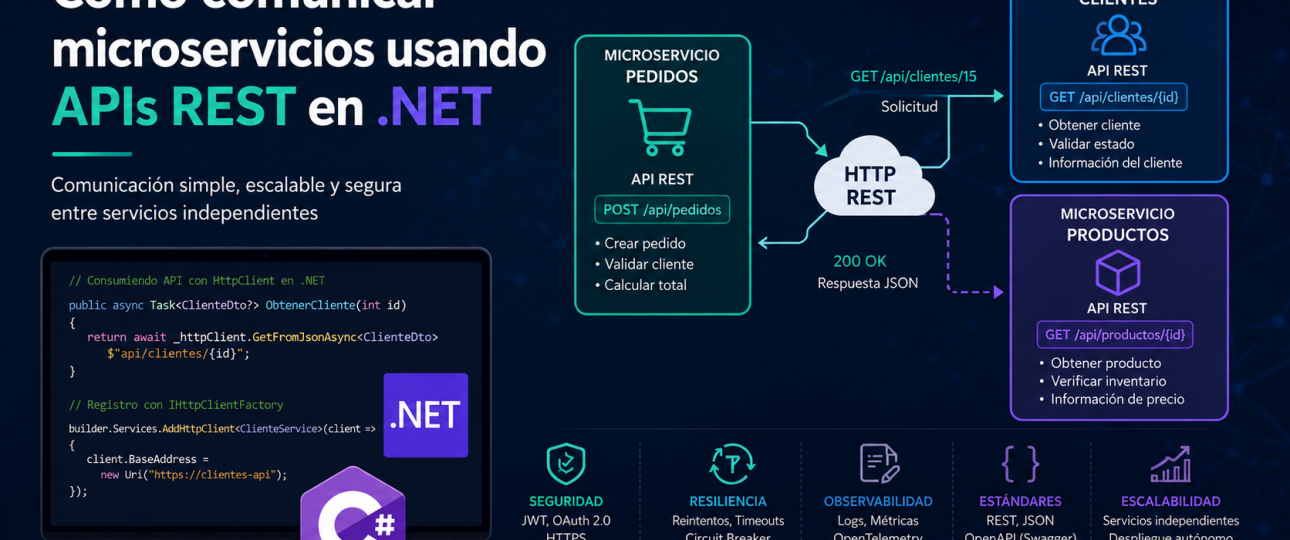 Cómo comunicar microservicios usando APIs REST en .NET