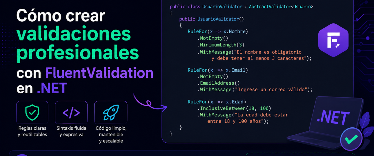 Cómo crear validaciones profesionales con FluentValidation en .NET