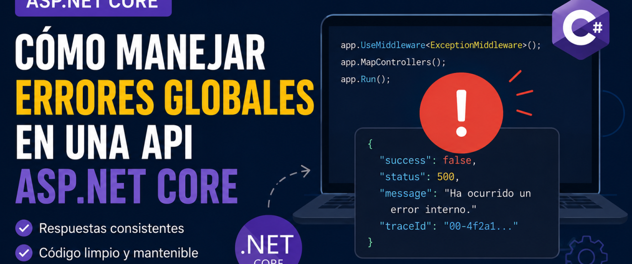 Cómo manejar errores globales en una API ASP.NET Core, 3000 caracteres