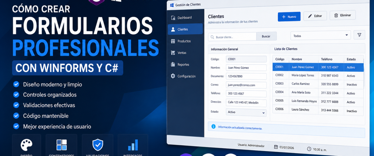 Cómo crear formularios profesionales con WinForms y C#