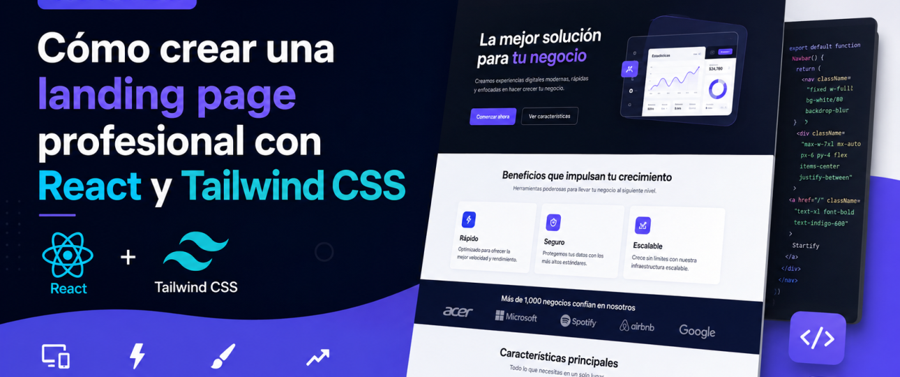 Cómo crear una landing page profesional con React y Tailwind CSS